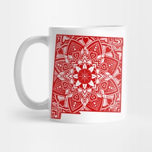 Red New Mexico State Gift Mandala Yoga NM Art Mug